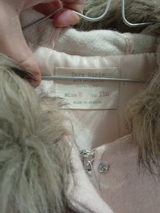 Abrigo paño niña con capucha pelo