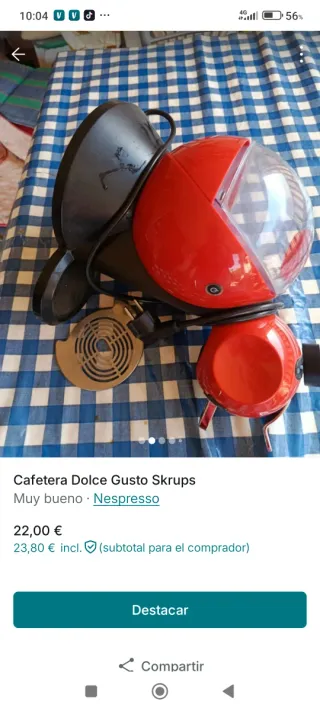 Cafetera Dolce Gusto Krups está un poco rallada