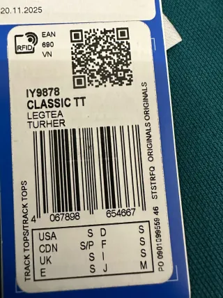 Chaqueta Adidas Classic TT Talla S