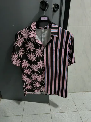 Camisa Estampada Rayas y Palmeras M