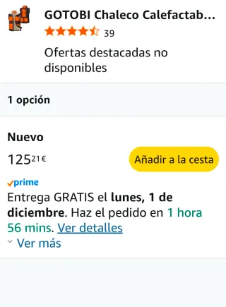 Chaleco calefactable Gotobi nuevo a estrenar