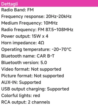 Autoradio 1 DIN FM/MP3 Player USB AUX