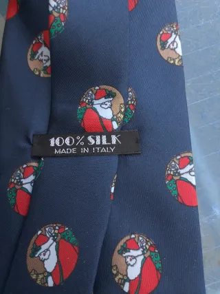 Cravatta Seta Natale Babbo Natale Blu