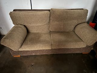 Sofá de 2 plazas tela beige y marrón