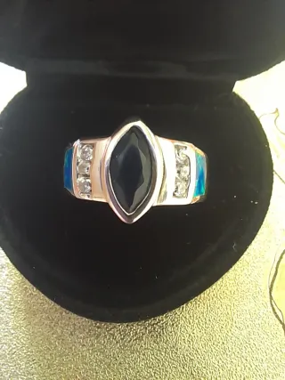 Anillo Plata Ley Amatista, Ópalo,Topacio. Talla 16