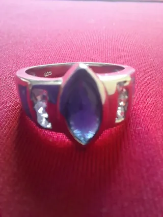Anillo Plata Ley Amatista, Ópalo,Topacio. Talla 16