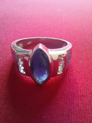 Anillo Plata Ley Amatista, Ópalo,Topacio. Talla 16