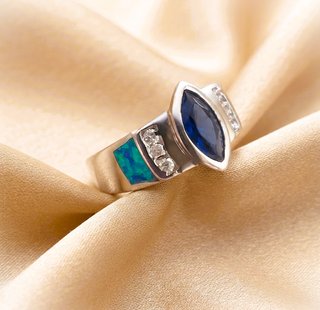 Anillo Plata Ley Amatista, Ópalo,Topacio. Talla 16