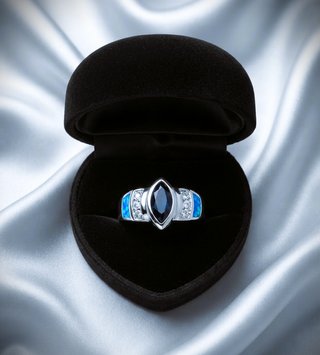 Anillo Plata Ley Amatista, Ópalo,Topacio. Talla 16