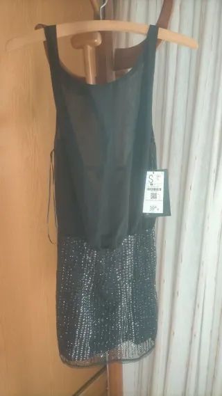 Vestido fiesta lentejuelas negro talla S