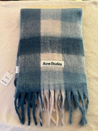 Bufanda Acne Studios Cuadros Azul Beige