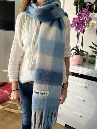 Bufanda Acne Studios Cuadros Azul Beige