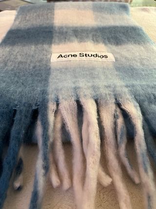 Bufanda Acne Studios Cuadros Azul Beige