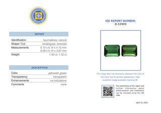 Turmalinas verdes. Talla esmeralda - 3.62 ct