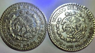 Messico, 2 monete da un peso 1959 e 1962.Cond.SPL