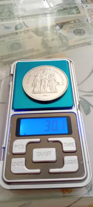 Moneda 50 francos de Francia plata 900 ,gm 30,1