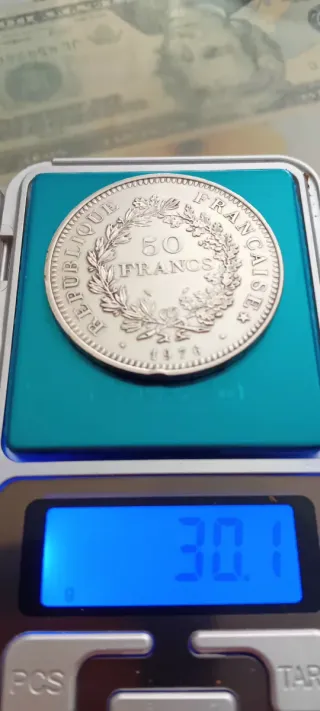 Moneda 50 francos de Francia plata 900 ,gm 30,1