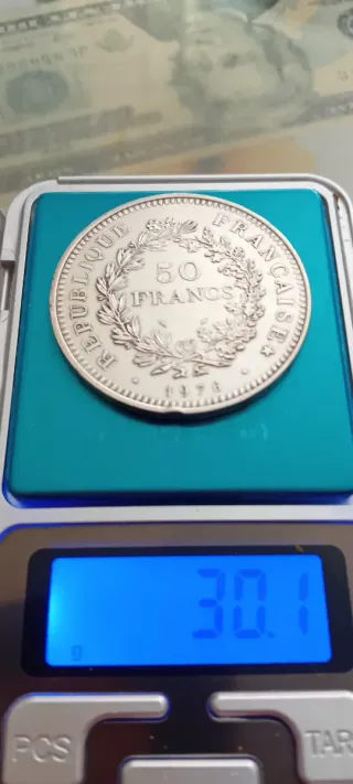 Moneda 50 francos de Francia plata 900 ,gm 30,1