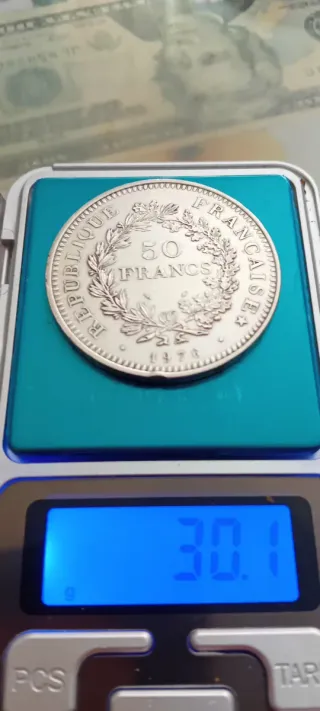 Moneda 50 francos de Francia plata 900 ,gm 30,1