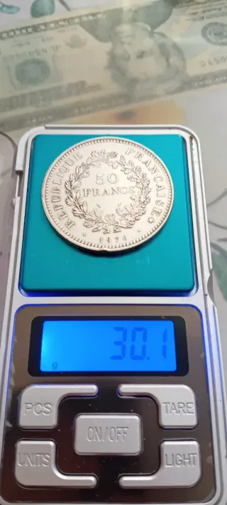 Moneda 50 francos de Francia plata 900 ,gm 30,1