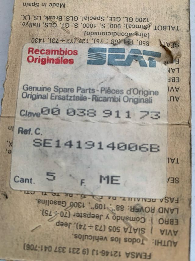 Platinos Femsa 12146-1 J Renault, Simca, Seat