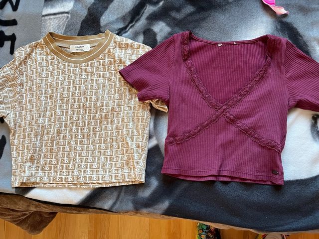 Crop Top Pull and Bear Beige y Morado
