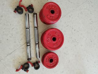 Pesas Gimnasio 2 Mancuernas + Discos
