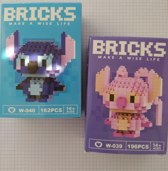 Pack Bloques Construcción Stich Rosa y Azul