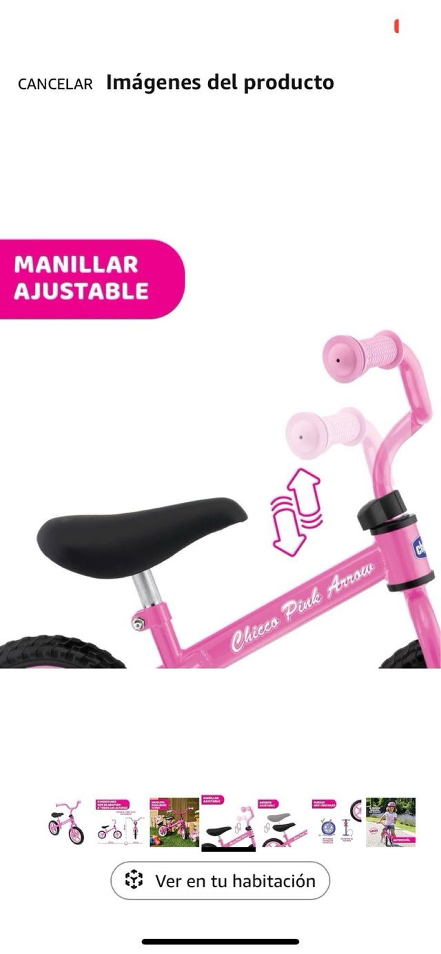 Bicicleta Chicco sin pedales rosa