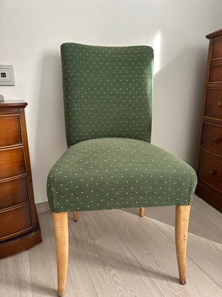 Silla auxiliar tapizada verde dormitorio o comedor