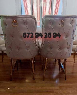 Mesa de comedor ovalada con 6 sillas