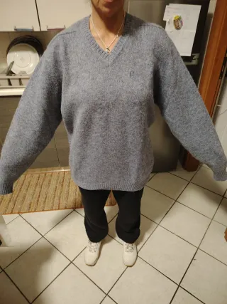 Maglione uomo grigio scollo a V