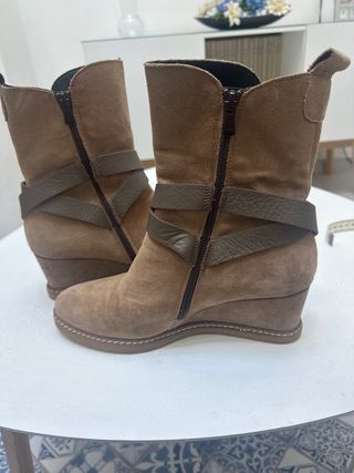 Botines beige/marrón mujer