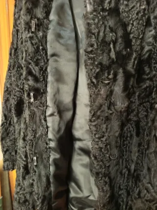 Chaquetón de piel negro y gris para mujer