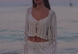 Chaqueta crochet blanca Bershka