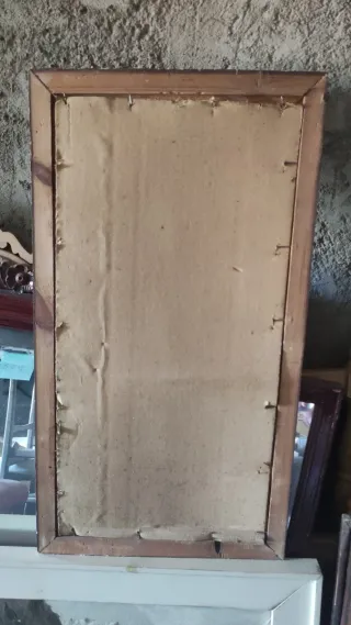 Cuadro antiguo mujer con pájaros