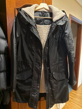 Gabardina negra forro polar desmontable Larg 83 cm