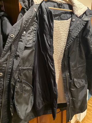 Gabardina negra forro polar desmontable Larg 83 cm