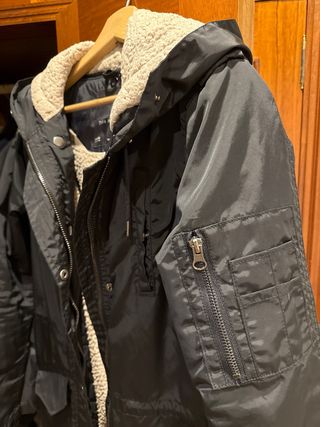 Gabardina negra forro polar desmontable Larg 83 cm