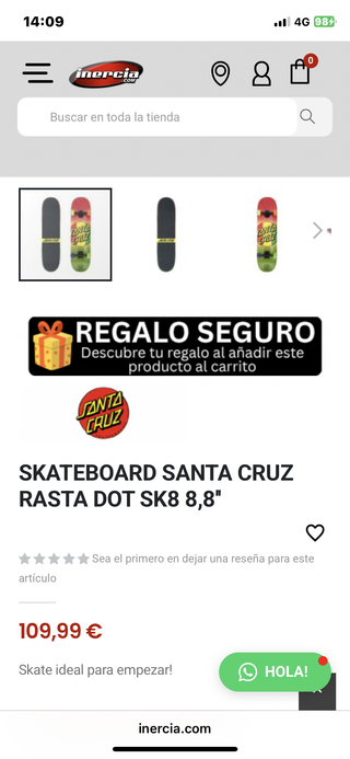 Tabla Skate Santa Cruz Rasta 8 x 28