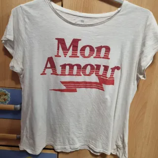 Camiseta manga corta  Mon Amour blanca