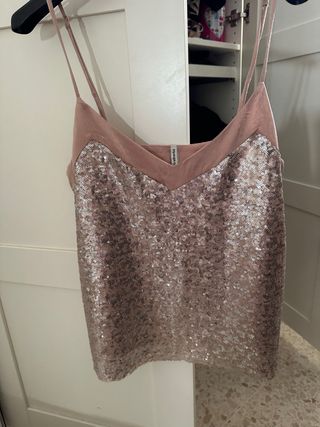 Top lentejuelas rosa y plateado