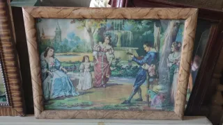 Cuadro antiguo escena romántica