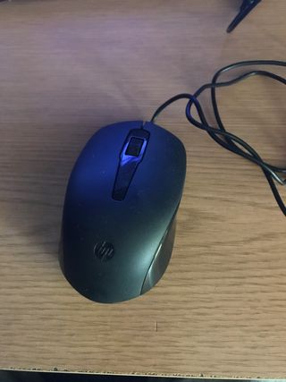 Ratón HP Negro con Rueda Azul