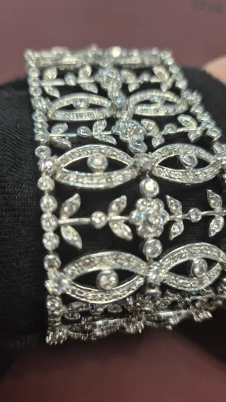 Brazalete Art Decó  de  Plata y cristales