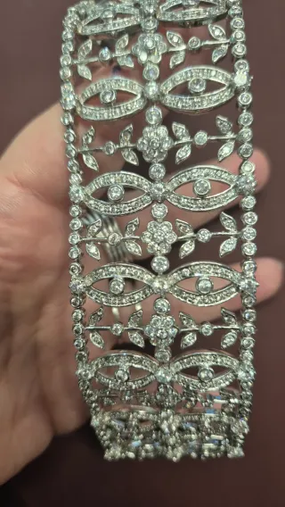 Brazalete Art Decó  de  Plata y cristales