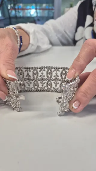 Brazalete Art Decó  de  Plata y cristales