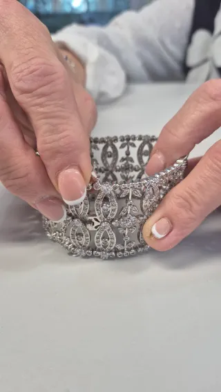 Brazalete Art Decó  de  Plata y cristales