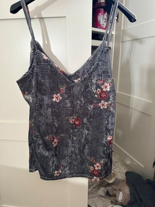 Top terciopelo cuadros y flores