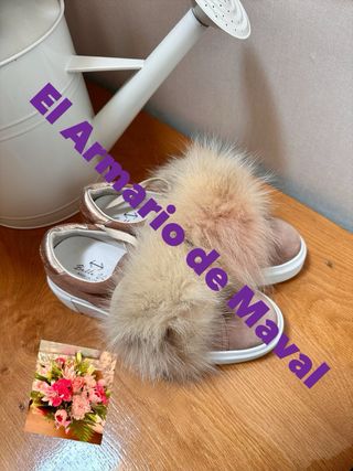 Zapatillas Belle Vie Beige/Rosa Pompón